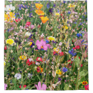 beautiful colourful meadow of wild flowers shower curtain