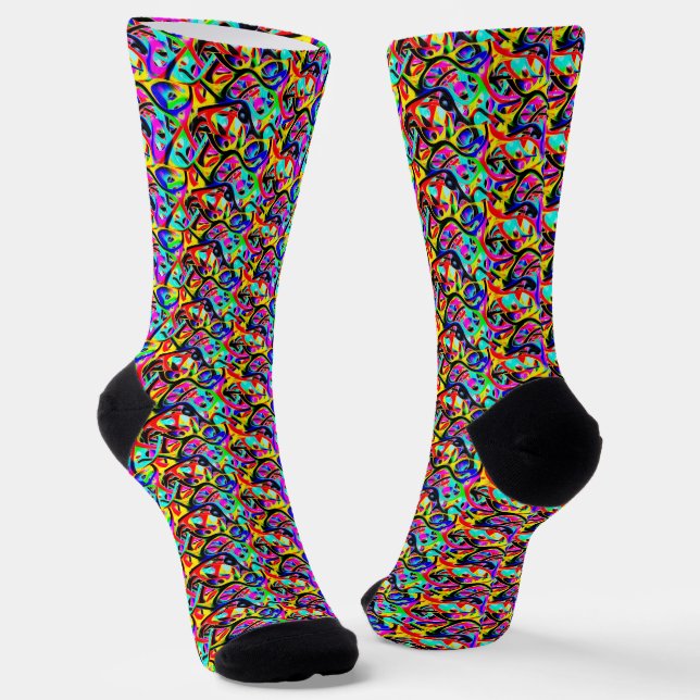 Beautiful Colourful Multi-Colour Abstract Pattern Socks (Angled)