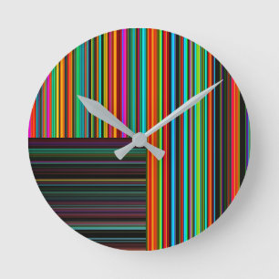 Beautiful Colourful Multicolored Stripe Pattern Round Clock