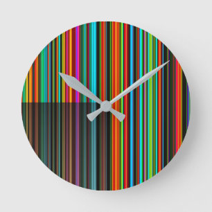 Beautiful Colourful Multicolored Stripe Pattern Round Clock