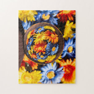 Beautiful Colourful Orb Flower Reflection  Jigsaw Puzzle