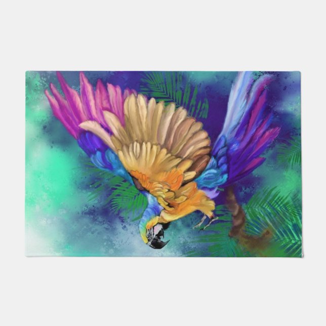 Beautiful Colourful Parrot Doormat (Front)