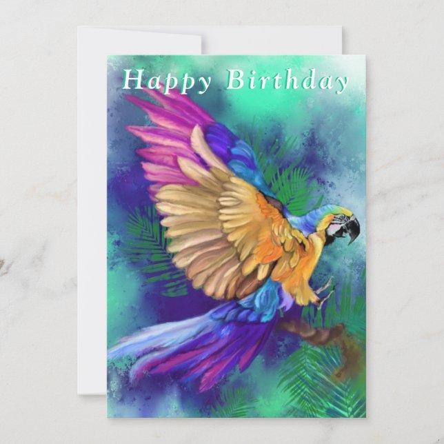 Beautiful Colourful Parrot  - Happy Birthday (Front)