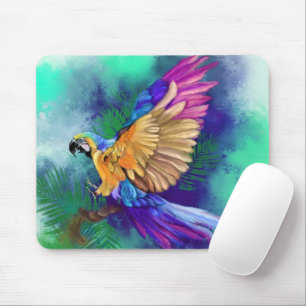 Beautiful Colourful Parrot - Migned Watercolor Art Mouse Pad