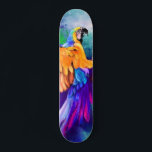 Beautiful Colourful Parrot - Migned Watercolor  Skateboard<br><div class="desc">Beautiful Colourful Parrot - Migned Watercolor Art Painting Tropical Exotic Bird</div>