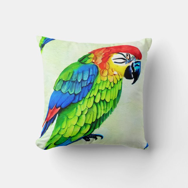 Beautiful Colourful Parrot Pattern Cushion (Front)