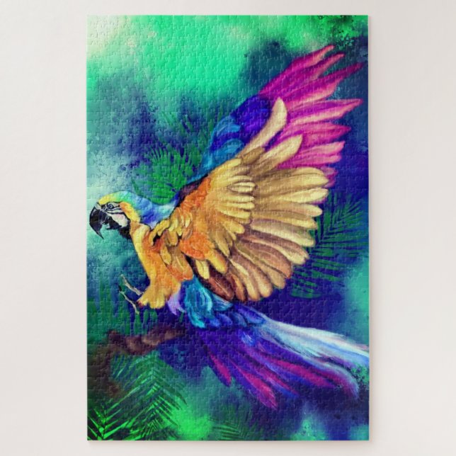 Beautiful Colourful Parrot Watercolor Puzzle (Vertical)
