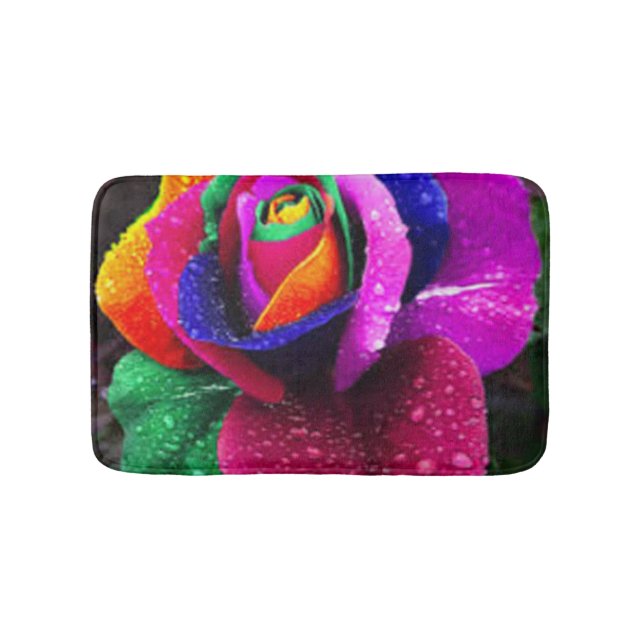 Beautiful Colourful Rainbow Rose Bath Mat (Front)