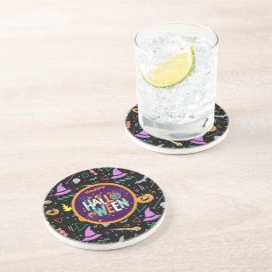 Beautiful Colourful Scary Halloween Patterns Coaster