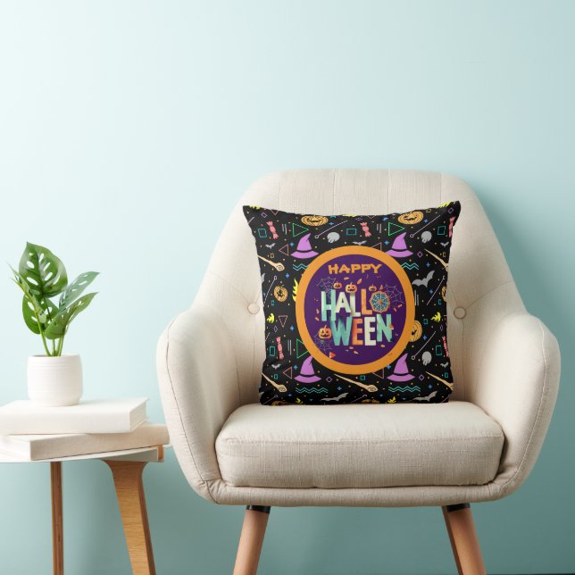 Beautiful Colourful Scary Halloween Patterns Cushion (Chair)