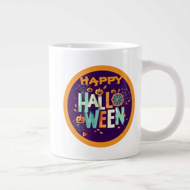 Beautiful Colourful Scary Halloween Patterns Large Coffee Mug (Right)