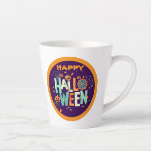 Beautiful Colourful Scary Halloween Patterns Latte Mug