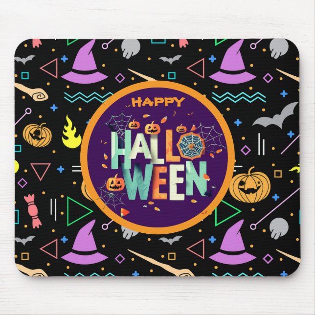 Beautiful Colourful Scary Halloween Patterns Mouse Pad (Front)