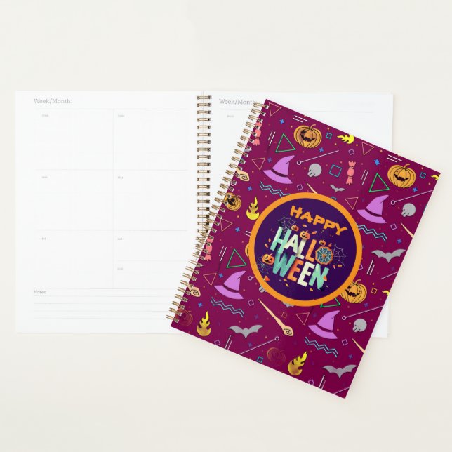 Beautiful Colourful Scary Halloween Patterns Planner (Display)