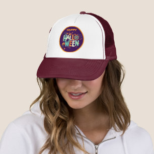 Beautiful Colourful Scary Halloween Patterns Trucker Hat