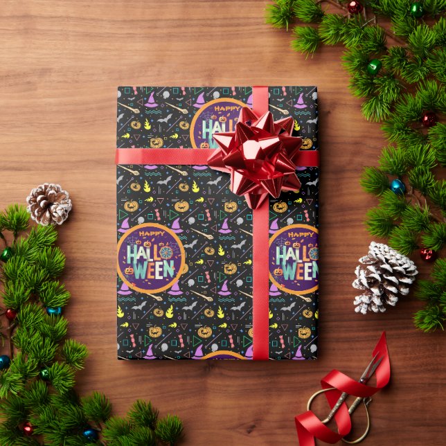 Beautiful Colourful Scary Halloween Patterns Wrapping Paper (Holiday Gift)