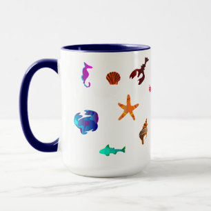 beautiful & colourful sea-life Combo Mug, 15 oz Mug