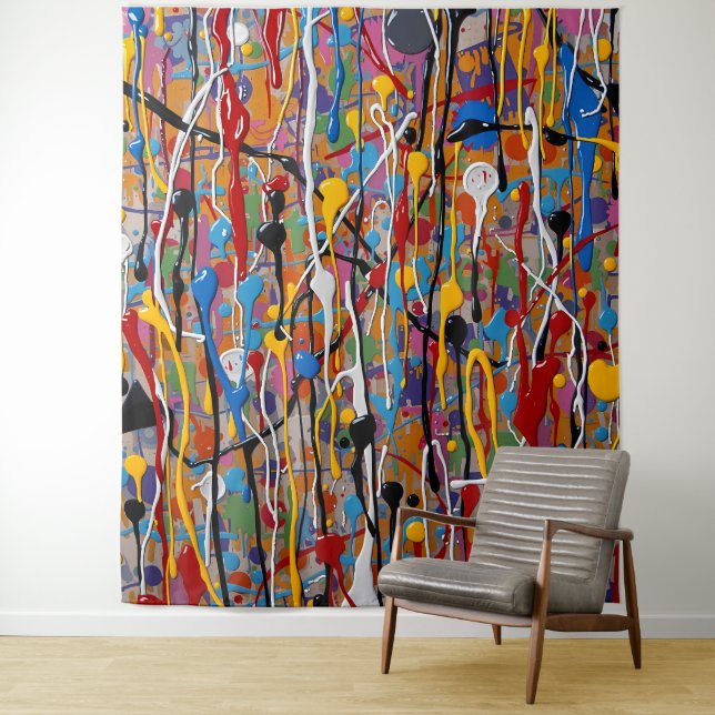 beautiful colourful splash pattern tapestry (In Situ)