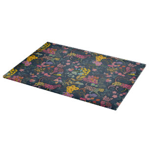 Beautiful, colourful " Ultimate Floral Cat" Cutting Board