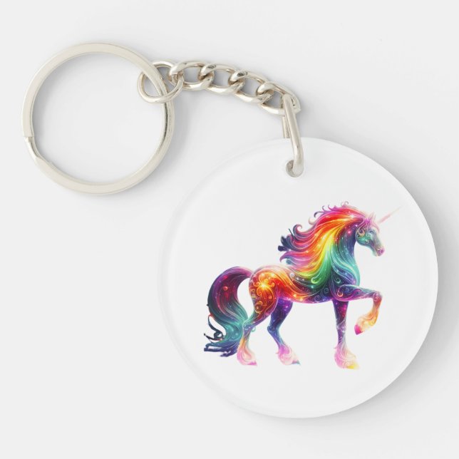 Beautiful Colourful Unicorn  Key Ring (Front)