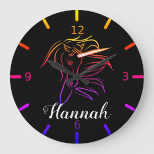 Beautiful Colourful Unicorn Large Clock