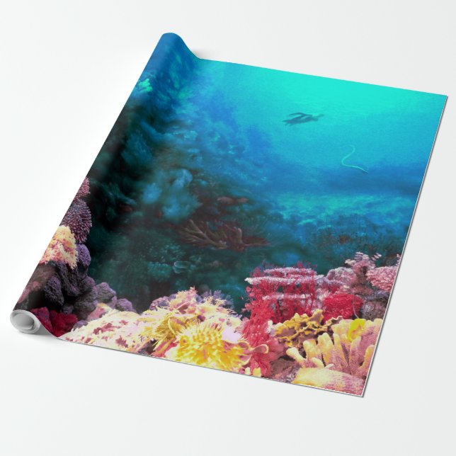Beautiful Colourful Vibrant Unsersea Tropical Wrapping Paper (Unrolled)
