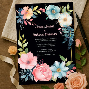 Beautiful Colourful Watercolor Floral Wedding Invitation