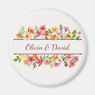 Beautiful colourful watercolor flowers  magnet