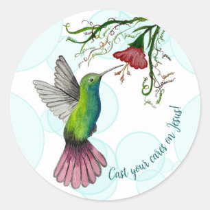 Beautiful Colourful Watercolor Hummingbird Sticker