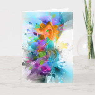 Beautiful Colourful Watercolor Splatter Music note Card
