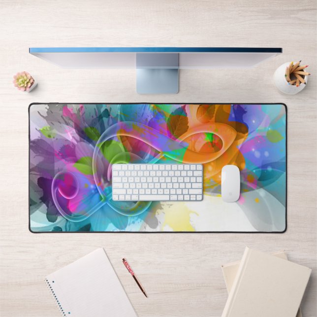 Beautiful Colourful Watercolor Splatter Music note Desk Mat (Office 1)
