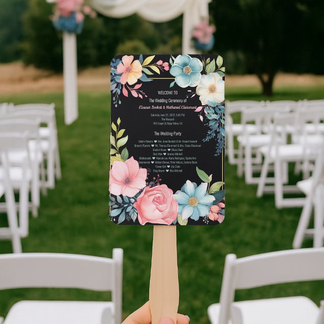 Beautiful Colourful Watercolor Wedding Program Hand Fan (Beautiful Colorful Watercolor Wedding Program Hand Fan
)