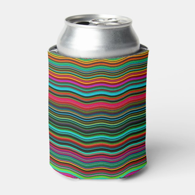 Beautiful Colourful Wavy Stripe Pattern Can Cooler (Can Front)