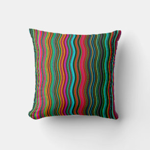 Beautiful Colourful Wavy Stripe Pattern Cushion