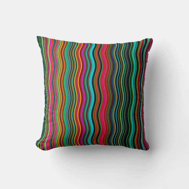 Beautiful Colourful Wavy Stripe Pattern Cushion (Front)