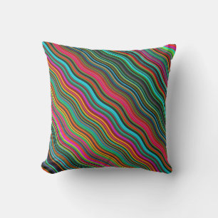 Beautiful Colourful Wavy Stripe Pattern Cushion