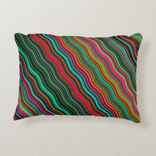 Beautiful Colourful Wavy Stripe Pattern Decorative Cushion