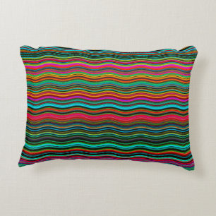 Beautiful Colourful Wavy Stripe Pattern Decorative Cushion