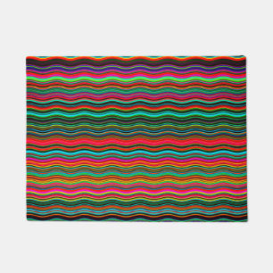 Beautiful Colourful Wavy Stripe Pattern Doormat