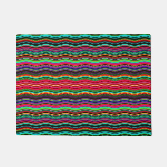 Beautiful Colourful Wavy Stripe Pattern Doormat (Front)
