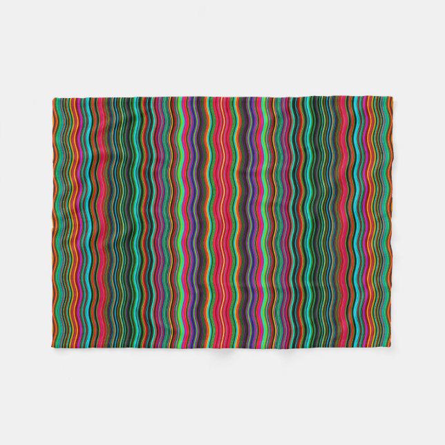 Beautiful Colourful Wavy Stripe Pattern Fleece Blanket (Front (Horizontal))