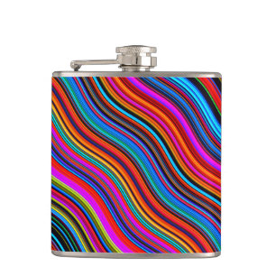 Beautiful Colourful Wavy Stripe Pattern Hip Flask