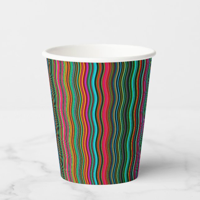 Beautiful Colourful Wavy Stripe Pattern Paper Cups (Front)