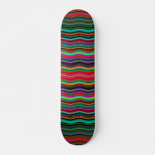 Beautiful Colourful Wavy Stripe Pattern Skateboard