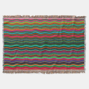 Beautiful Colourful Wavy Stripe Pattern Throw Blanket
