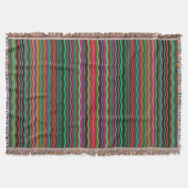 Beautiful Colourful Wavy Stripe Pattern Throw Blanket (Front)
