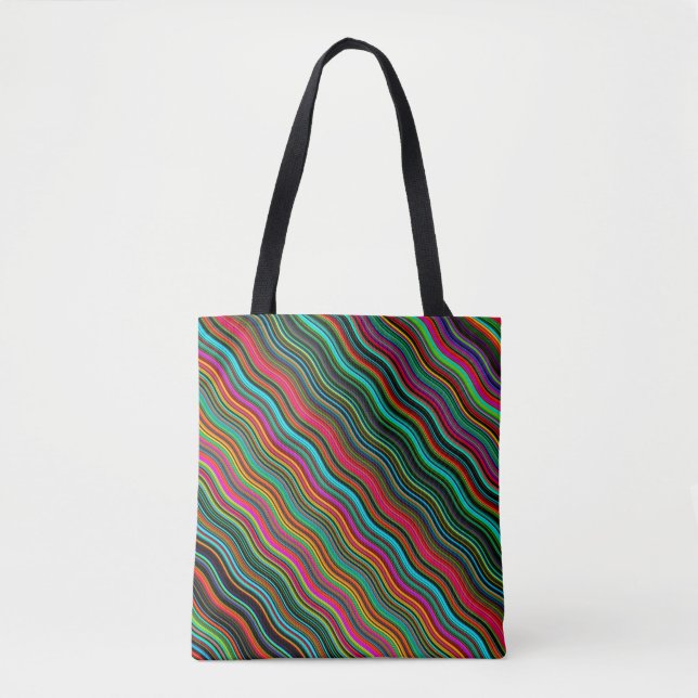 Beautiful Colourful Wavy Stripe Pattern Tote Bag (Front)