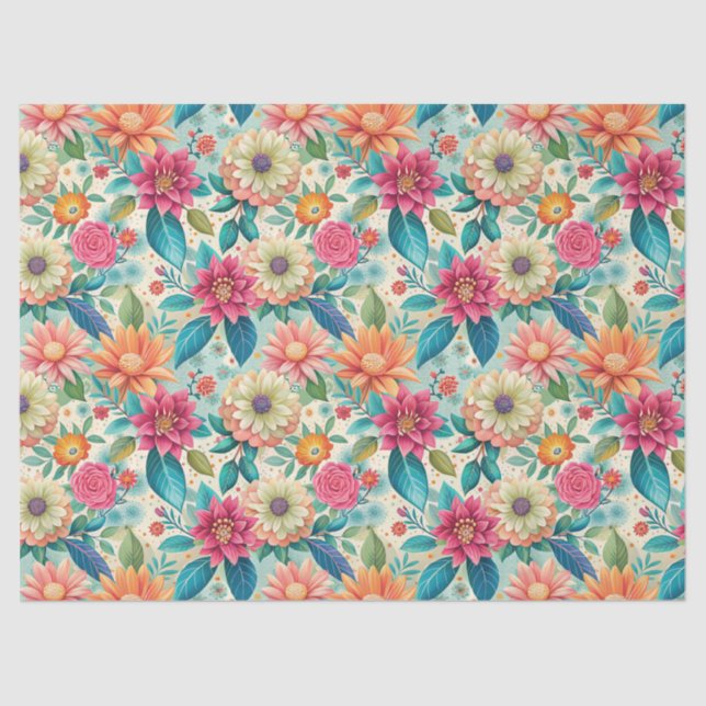 Beautiful Colourful Wildflowers Pattern Decoupage Tissue Paper (Front)