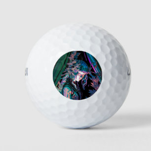 Beautiful Colourful Woman and Plants Golf Balls