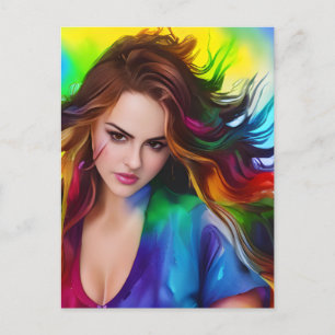 Beautiful Colourful Woman Postcard